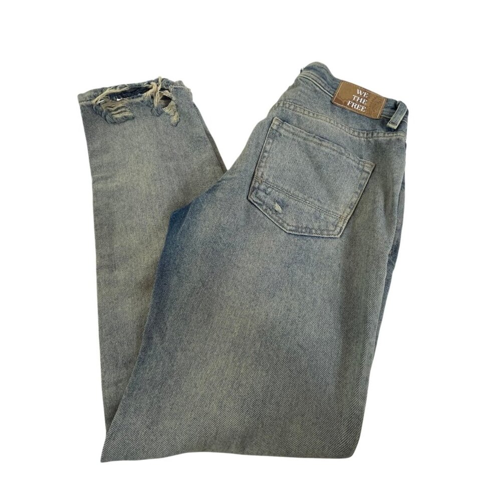 We The Free Skinny Button Fly Jeans Womens 26 Blue Chewed Ripped Blue
